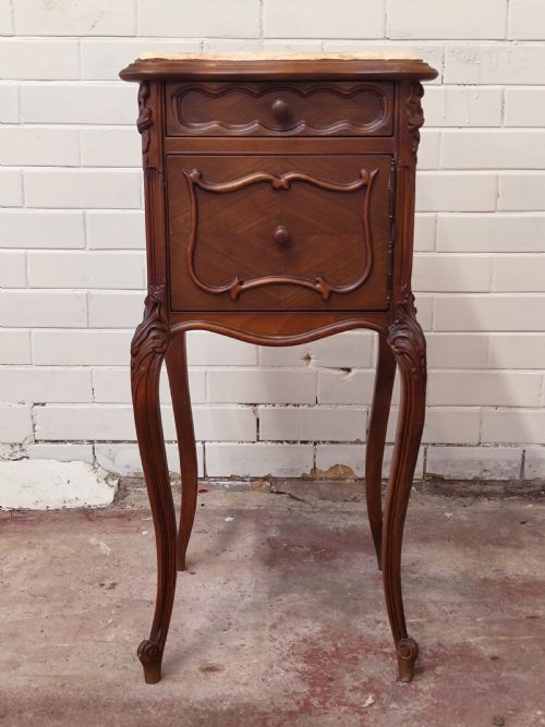 ANTIQUE PAIR OF SOLID MAHOGANY MARBLE TOP BEDSIDE LAMP TABLES CUPBOARDS - ADDITIONAL PHOTO 10