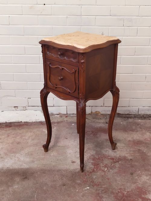ANTIQUE PAIR OF SOLID MAHOGANY MARBLE TOP BEDSIDE LAMP TABLES CUPBOARDS - ADDITIONAL PHOTO 14