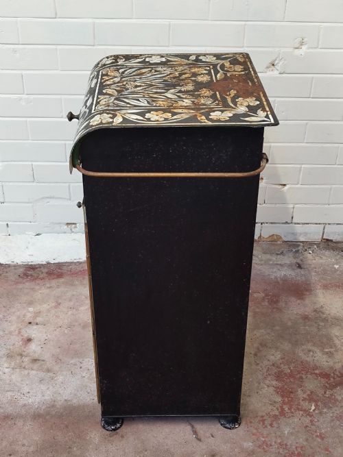ANTIQUE BELLE EPOQUE ERA FRENCH HAND PAINTED TOLEWARE VANITY STAND - ADDITIONAL PHOTO 22