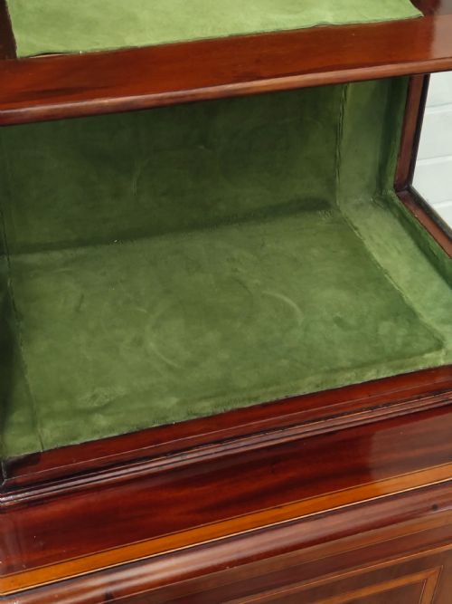 ANTIQUE EDWARDIAN SOLID MAHOGANY ASTRAGAL GLAZED INLAID DISPLAY CABINET - ADDITIONAL PHOTO 1