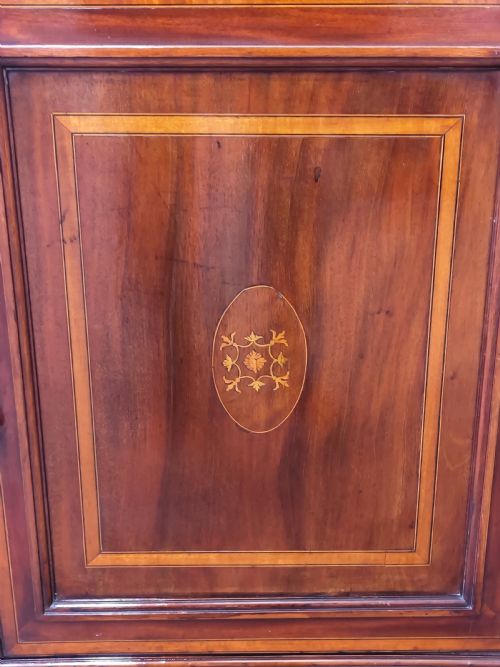 ANTIQUE EDWARDIAN SOLID MAHOGANY ASTRAGAL GLAZED INLAID DISPLAY CABINET - ADDITIONAL PHOTO 5