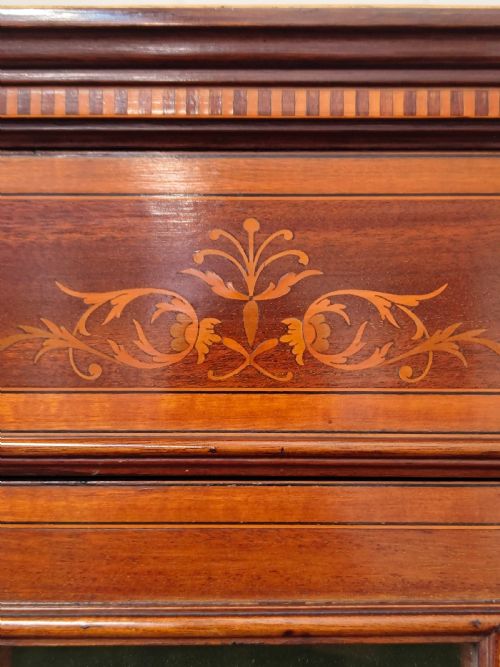 ANTIQUE EDWARDIAN SOLID MAHOGANY ASTRAGAL GLAZED INLAID DISPLAY CABINET - ADDITIONAL PHOTO 12