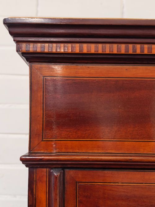 ANTIQUE EDWARDIAN SOLID MAHOGANY ASTRAGAL GLAZED INLAID DISPLAY CABINET - ADDITIONAL PHOTO 13