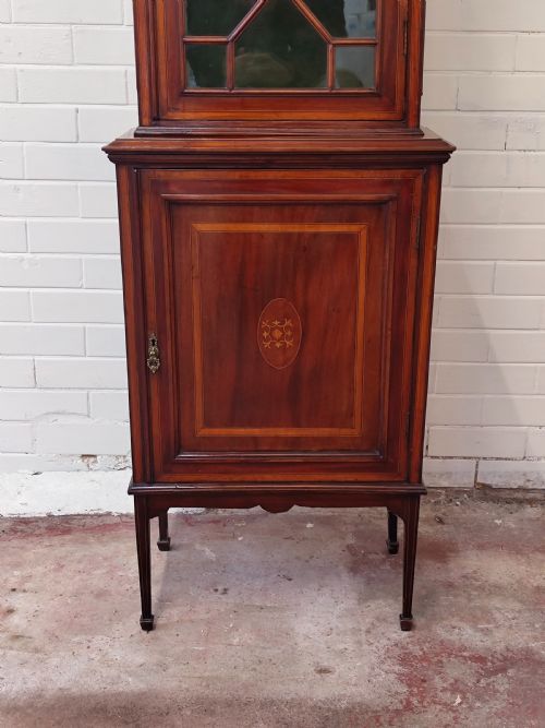 ANTIQUE EDWARDIAN SOLID MAHOGANY ASTRAGAL GLAZED INLAID DISPLAY CABINET - ADDITIONAL PHOTO 14