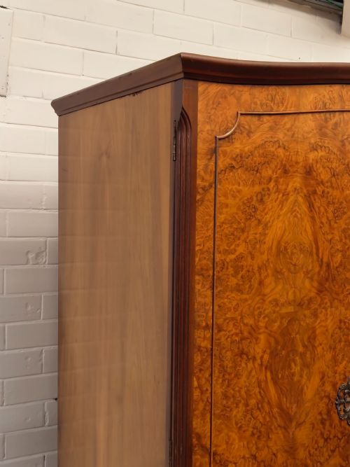ANTIQUE BURR WALNUT SINGLE WARDROBE ARMOIRE COMPACTUM - ADDITIONAL PHOTO 2