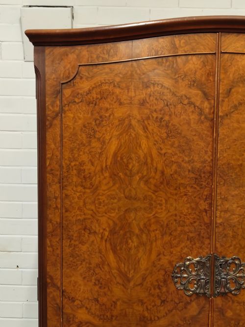 ANTIQUE BURR WALNUT SINGLE WARDROBE ARMOIRE COMPACTUM - ADDITIONAL PHOTO 13