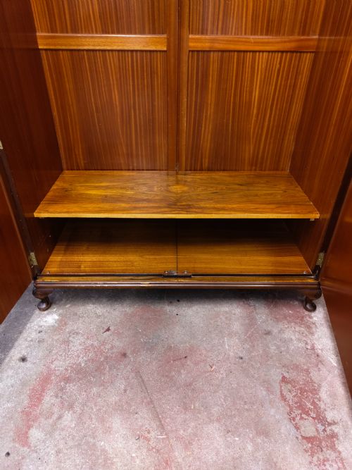 ANTIQUE BURR WALNUT DOUBLE WARDROBE ARMOIRE COMPACTUM - ADDITIONAL PHOTO 8