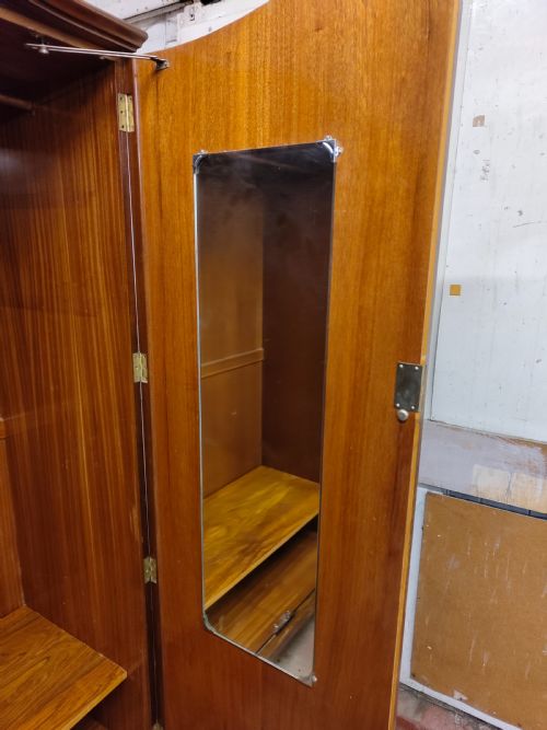 ANTIQUE BURR WALNUT DOUBLE WARDROBE ARMOIRE COMPACTUM - ADDITIONAL PHOTO 9