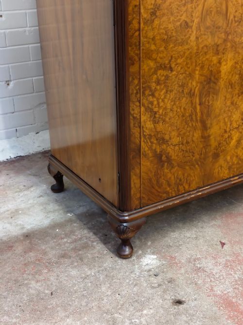 ANTIQUE BURR WALNUT DOUBLE WARDROBE ARMOIRE COMPACTUM - ADDITIONAL PHOTO 11