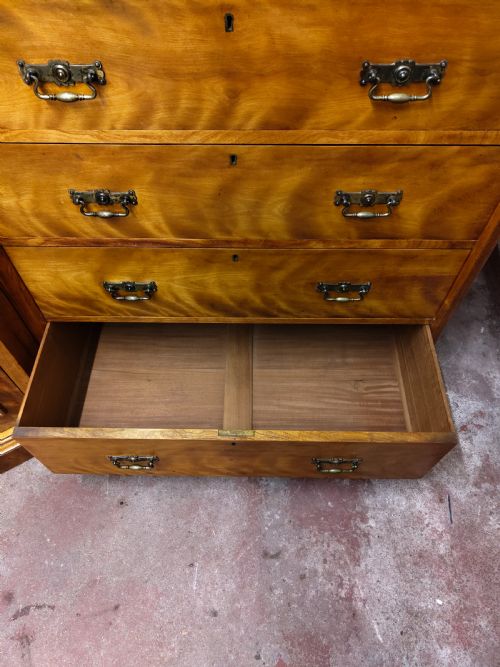 ANTIQUE VICTORIAN SATIN BIRCH CORNER WARDROBE ARMOIRE COMPACTUM - ADDITIONAL PHOTO 6