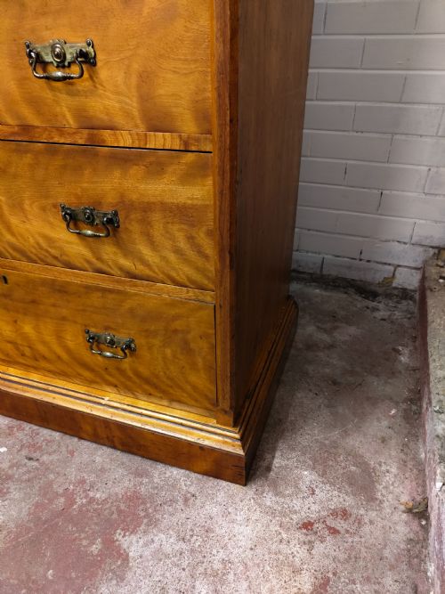 ANTIQUE VICTORIAN SATIN BIRCH CORNER WARDROBE ARMOIRE COMPACTUM - ADDITIONAL PHOTO 14