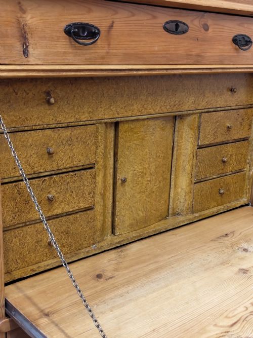 ANTIQUE VICTORIAN SOLID PINE FRENCH SECRETAIRE CHEST OF DRAWERS - ADDITIONAL PHOTO 1