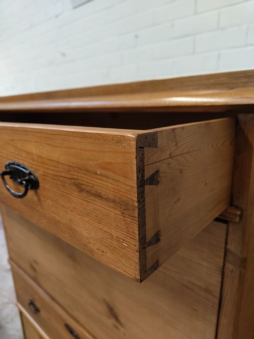 ANTIQUE VICTORIAN SOLID PINE FRENCH SECRETAIRE CHEST OF DRAWERS - ADDITIONAL PHOTO 7