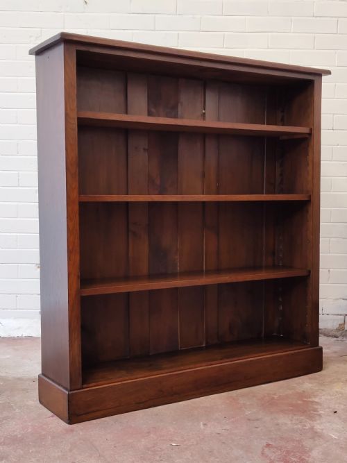 ANTIQUE EDWARDIAN SOLID OAK ADJUSTABLE OPEN BOOKCASE - ADDITIONAL PHOTO 8