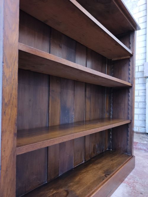 ANTIQUE EDWARDIAN SOLID OAK ADJUSTABLE OPEN BOOKCASE - ADDITIONAL PHOTO 10