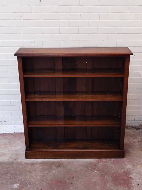 ANTIQUE EDWARDIAN SOLID OAK ADJUSTABLE OPEN BOOKCASE - ADDITIONAL PHOTO 11
