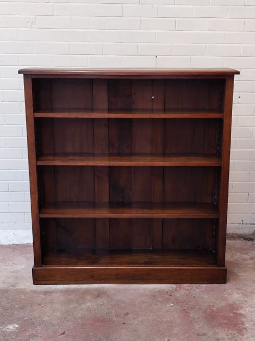ANTIQUE EDWARDIAN SOLID OAK ADJUSTABLE OPEN BOOKCASE - ADDITIONAL PHOTO 12