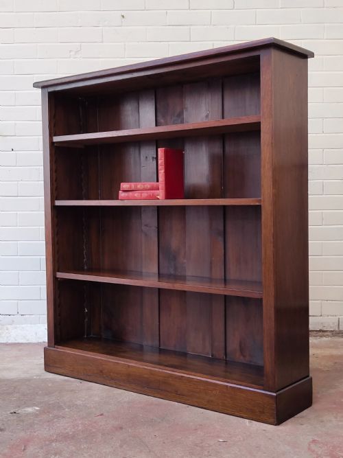 ANTIQUE EDWARDIAN SOLID OAK ADJUSTABLE OPEN BOOKCASE - ADDITIONAL PHOTO 17