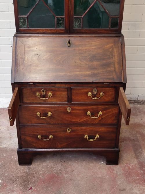 ANTIQUE GEORGE III COUNTRY HOUSE MAHOGANY BUREAU BOOKCASE - ADDITIONAL PHOTO 11