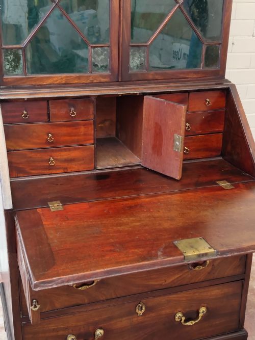 ANTIQUE GEORGE III COUNTRY HOUSE MAHOGANY BUREAU BOOKCASE - ADDITIONAL PHOTO 2