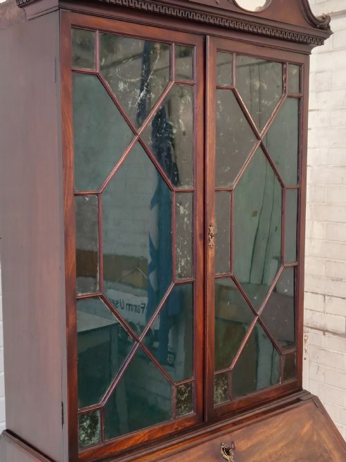 ANTIQUE GEORGE III COUNTRY HOUSE MAHOGANY BUREAU BOOKCASE - ADDITIONAL PHOTO 7