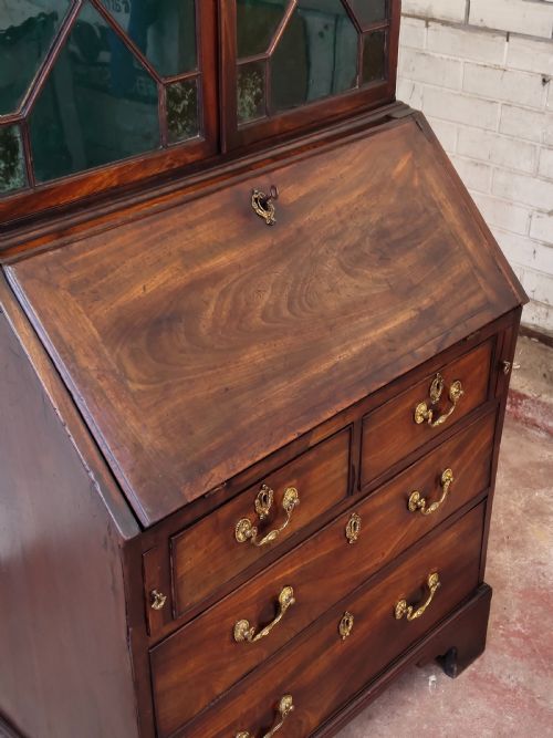 ANTIQUE GEORGE III COUNTRY HOUSE MAHOGANY BUREAU BOOKCASE - ADDITIONAL PHOTO 8