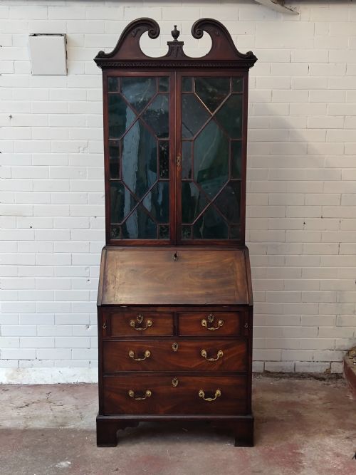 ANTIQUE GEORGE III COUNTRY HOUSE MAHOGANY BUREAU BOOKCASE - ADDITIONAL PHOTO 9