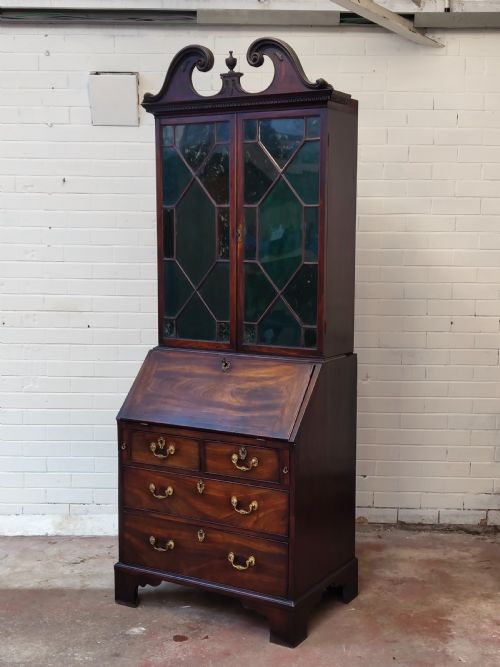 ANTIQUE GEORGE III COUNTRY HOUSE MAHOGANY BUREAU BOOKCASE - ADDITIONAL PHOTO 23