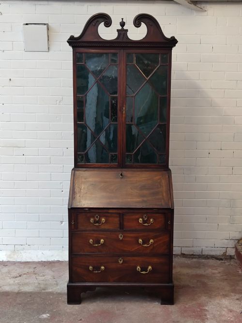 ANTIQUE GEORGE III COUNTRY HOUSE MAHOGANY BUREAU BOOKCASE - ADDITIONAL PHOTO 12