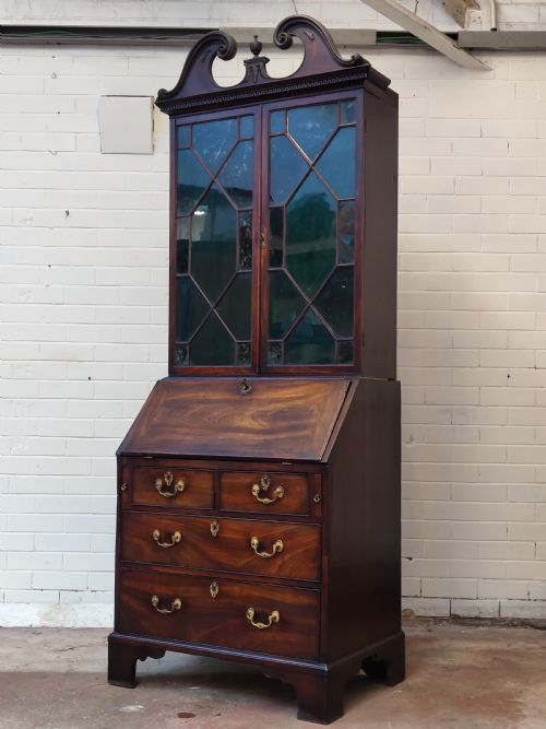 ANTIQUE GEORGE III COUNTRY HOUSE MAHOGANY BUREAU BOOKCASE - ADDITIONAL PHOTO 13