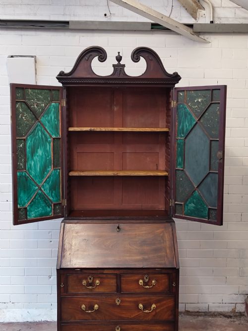 ANTIQUE GEORGE III COUNTRY HOUSE MAHOGANY BUREAU BOOKCASE - ADDITIONAL PHOTO 15