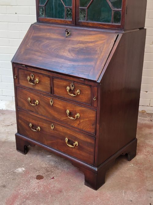ANTIQUE GEORGE III COUNTRY HOUSE MAHOGANY BUREAU BOOKCASE - ADDITIONAL PHOTO 16