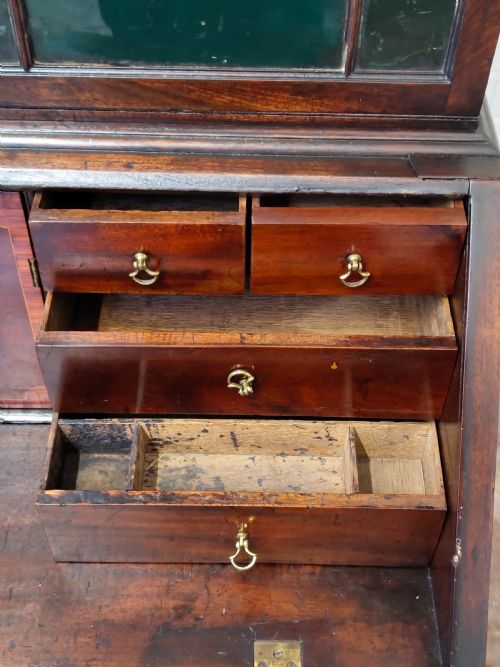 ANTIQUE GEORGE III COUNTRY HOUSE MAHOGANY BUREAU BOOKCASE - ADDITIONAL PHOTO 17