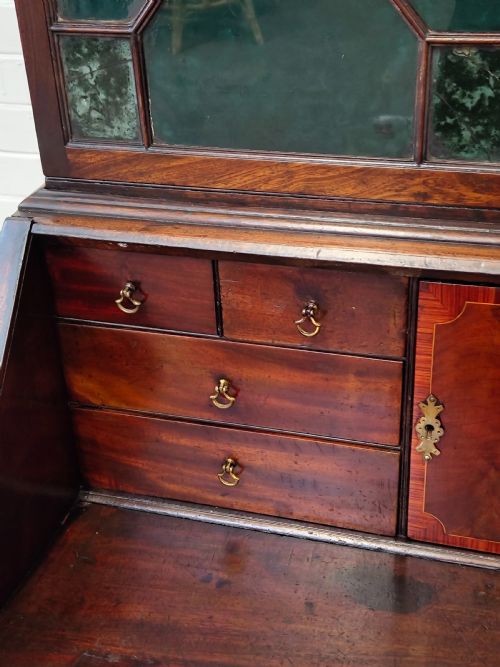 ANTIQUE GEORGE III COUNTRY HOUSE MAHOGANY BUREAU BOOKCASE - ADDITIONAL PHOTO 20