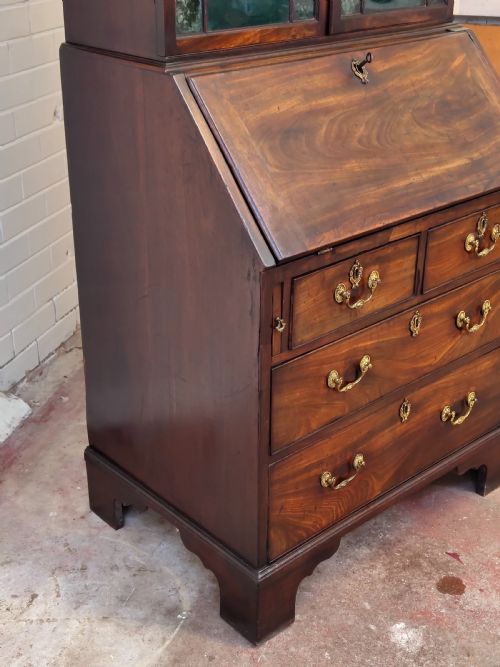 ANTIQUE GEORGE III COUNTRY HOUSE MAHOGANY BUREAU BOOKCASE - ADDITIONAL PHOTO 22
