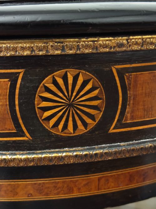 ANTIQUE EARLY VICTORIAN ENGLISH EBONISED INLAID AND ORMOLU CREDENZA SIDEBOARD CABINET - ADDITIONAL PHOTO 19