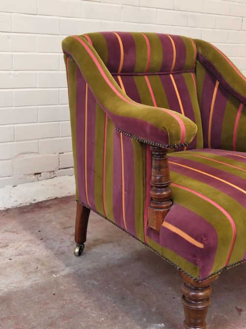 ANTIQUE VICTORIAN WALNUT LIBRARY FIRESIDE EASY LOW ARMCHAIR - ADDITIONAL PHOTO 8