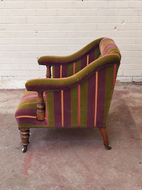 ANTIQUE VICTORIAN WALNUT LIBRARY FIRESIDE EASY LOW ARMCHAIR - ADDITIONAL PHOTO 15