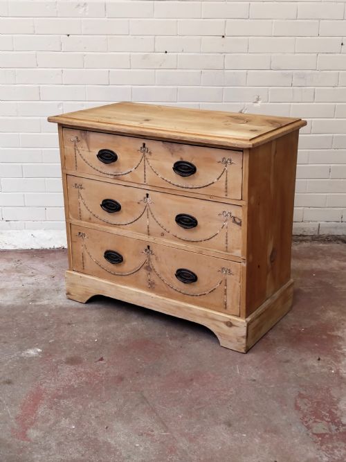 DIMINUTIVE ANTIQUE REGENCY SOLID PINE COUNTRY HOUSE CHEST OF DRAWERS - ADDITIONAL PHOTO 21