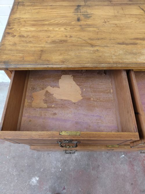 ANTIQUE VICTORIAN AESTHETIC MOVEMENT COUNTRY HOUSE ASH EBONY STRUNG CHEST OF DRAWERS - ADDITIONAL PHOTO 2