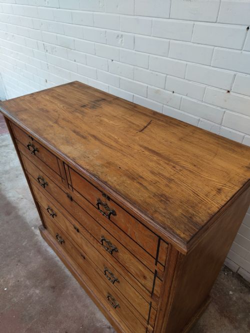 ANTIQUE VICTORIAN AESTHETIC MOVEMENT COUNTRY HOUSE ASH EBONY STRUNG CHEST OF DRAWERS - ADDITIONAL PHOTO 7