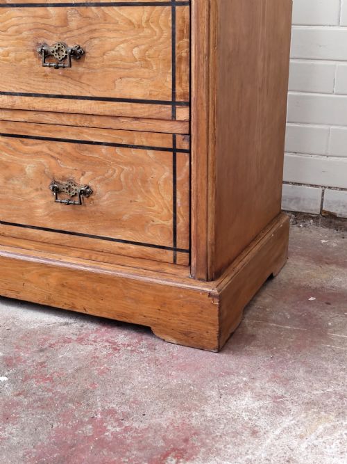 ANTIQUE VICTORIAN AESTHETIC MOVEMENT COUNTRY HOUSE ASH EBONY STRUNG CHEST OF DRAWERS - ADDITIONAL PHOTO 8