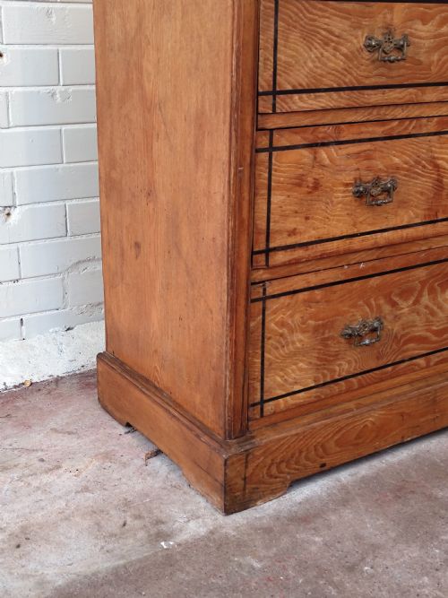 ANTIQUE VICTORIAN AESTHETIC MOVEMENT COUNTRY HOUSE ASH EBONY STRUNG CHEST OF DRAWERS - ADDITIONAL PHOTO 13