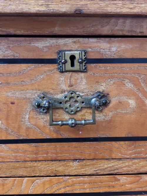 ANTIQUE VICTORIAN AESTHETIC MOVEMENT COUNTRY HOUSE ASH EBONY STRUNG CHEST OF DRAWERS - ADDITIONAL PHOTO 18
