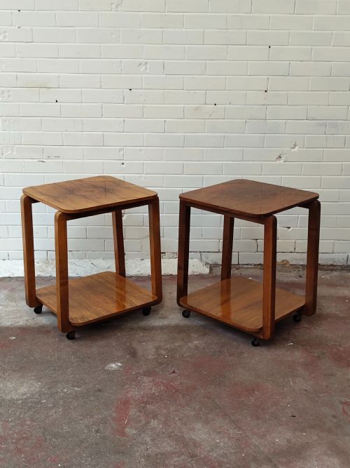 PAIR OF BURR WALNUT PURE ART DECO LAMP BEDSIDE TABLES - ADDITIONAL PHOTO 10