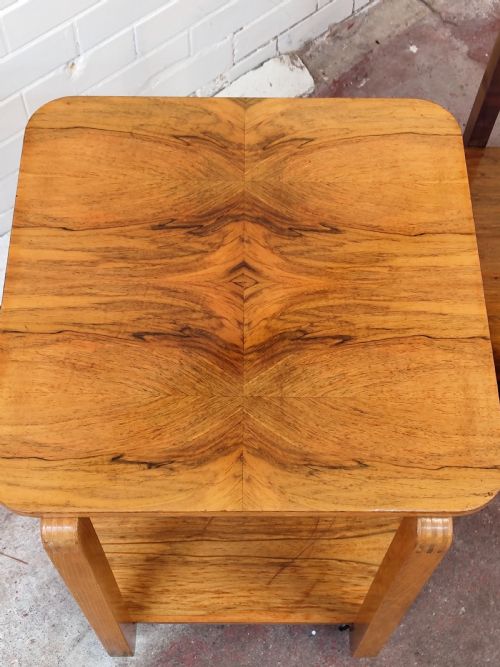 PAIR OF BURR WALNUT PURE ART DECO LAMP BEDSIDE TABLES - ADDITIONAL PHOTO 4