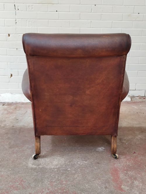 ANTIQUE VICTORIAN TAN LEATHER CHESTERFIELD GENTLEMAN'S LIBRARY FIRESIDE EASY ARMCHAIR - ADDITIONAL PHOTO 7
