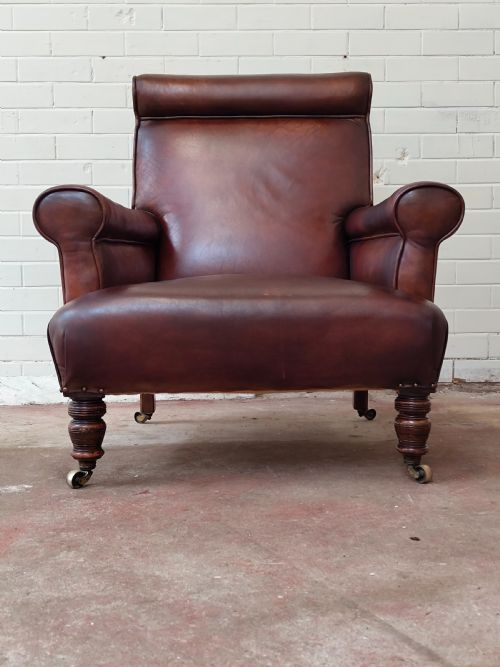 ANTIQUE VICTORIAN TAN LEATHER CHESTERFIELD GENTLEMAN'S LIBRARY FIRESIDE EASY ARMCHAIR - ADDITIONAL PHOTO 1