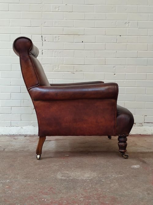 ANTIQUE VICTORIAN TAN LEATHER CHESTERFIELD GENTLEMAN'S LIBRARY FIRESIDE EASY ARMCHAIR - ADDITIONAL PHOTO 2