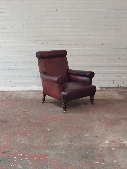 ANTIQUE VICTORIAN TAN LEATHER CHESTERFIELD GENTLEMAN'S LIBRARY FIRESIDE EASY ARMCHAIR - ADDITIONAL PHOTO 3
